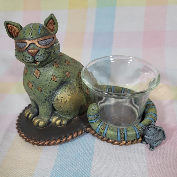 Jazzy Cat by Nancy Bolen Cherison candle holder resin figurine funky decor - Picture 2 of 8